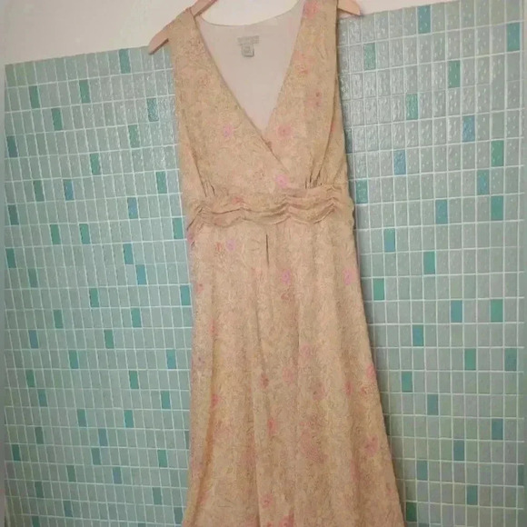 Jonathan Martin Woman Floral Flowy Sleeveless Dress Yellow and Pink - Picture 4 of 13